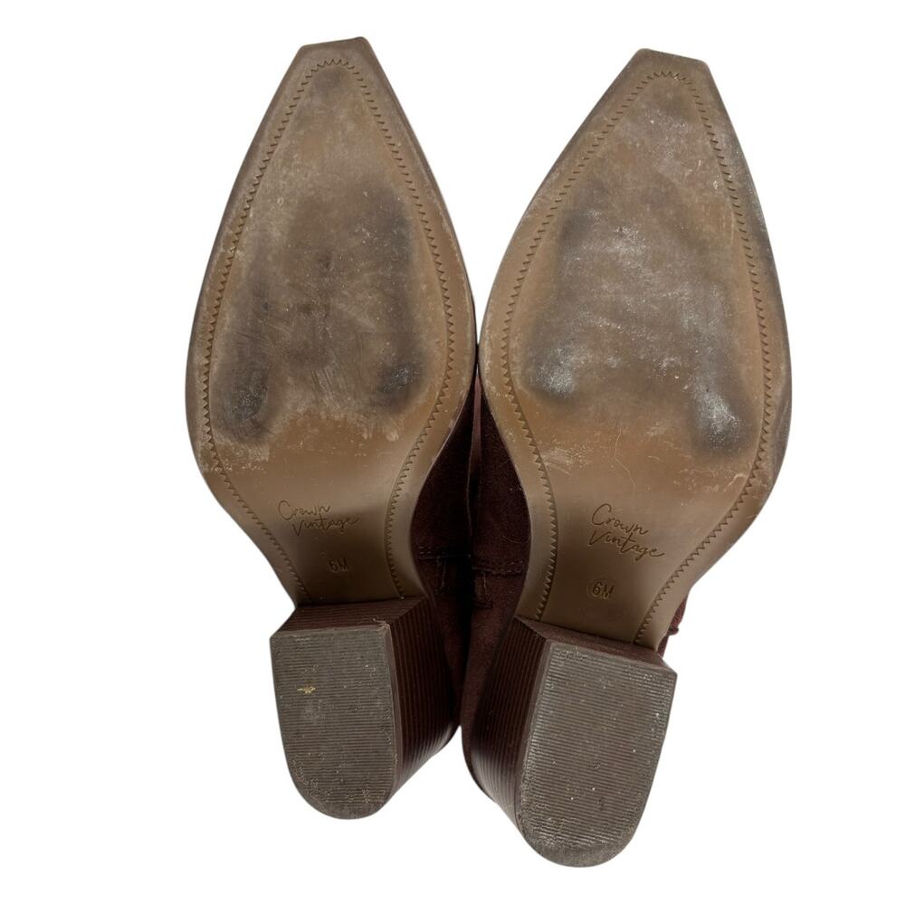 Crown Vintage Sila 2 Tall Western Boots Womens Size 6 Brown Suede Cowgirl - Picture 7 of 10